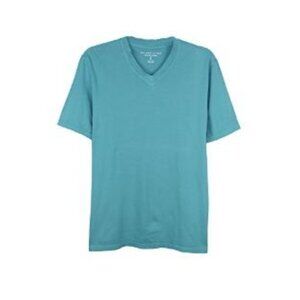 Designer Mens Cotton V Neck Tee Color:Seafoam Blue Size:Small